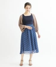 F1HIS03140 MK MICHEL KLEIN(小さいサイズ)(メゾン ドゥ サンク) 【小さいサイズ】チェック柄シフォンロングスカート/丈の長さが選べる/洗える ベージュ