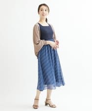 F1HIS03140 MK MICHEL KLEIN(小さいサイズ)(メゾン ドゥ サンク) 【小さいサイズ】チェック柄シフォンロングスカート/丈の長さが選べる/洗える ベージュ