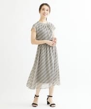 F1HIS03140 MK MICHEL KLEIN(小さいサイズ)(メゾン ドゥ サンク) 【小さいサイズ】チェック柄シフォンロングスカート/丈の長さが選べる/洗える ベージュ
