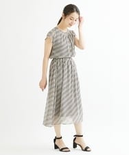 F1HIS03140 MK MICHEL KLEIN(小さいサイズ)(メゾン ドゥ サンク) 【小さいサイズ】チェック柄シフォンロングスカート/丈の長さが選べる/洗える ベージュ