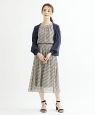 F1HIS03140 MK MICHEL KLEIN(小さいサイズ)(メゾン ドゥ サンク) 【小さいサイズ】チェック柄シフォンロングスカート/丈の長さが選べる/洗える ベージュ
