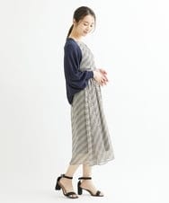 F1HIS03140 MK MICHEL KLEIN(小さいサイズ)(メゾン ドゥ サンク) 【小さいサイズ】チェック柄シフォンロングスカート/丈の長さが選べる/洗える ベージュ