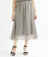 F1HIS03140 MK MICHEL KLEIN(小さいサイズ)(メゾン ドゥ サンク) 【小さいサイズ】チェック柄シフォンロングスカート/丈の長さが選べる/洗える ベージュ