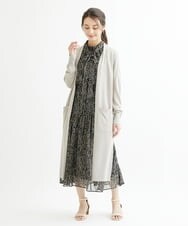 F1HIS04140 MK MICHEL KLEIN(小さいサイズ)(メゾン ドゥ サンク) 【小さいサイズ】ボタニカル柄シフォンスカート/洗える ブラウン