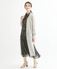 F1HIS04140 MK MICHEL KLEIN(小さいサイズ)(メゾン ドゥ サンク) 【小さいサイズ】ボタニカル柄シフォンスカート/洗える ブラウン