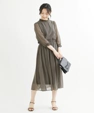 F1HIS05140 MK MICHEL KLEIN(小さいサイズ)(メゾン ドゥ サンク) 【小さいサイズ】幾何柄プリントスカート/丈の長さが選べる/洗える ワイン