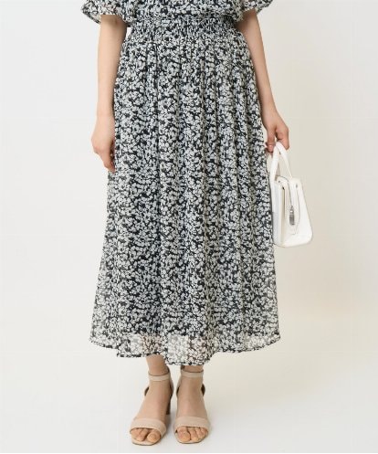F1HJA07140  【小さいサイズ】小花柄シフォンスカート/丈の長さが選べる/洗える/セットアップ対応