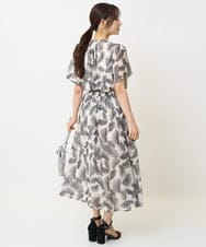 F1HJA08140 MK MICHEL KLEIN(小さいサイズ)(メゾン ドゥ サンク) 【小さいサイズ】リーフ柄シフォンスカート/丈の長さが選べる/洗える/セットアップ対応 アイボリー