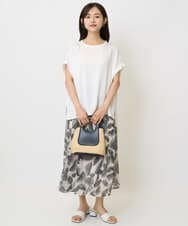 F1HJA08140 MK MICHEL KLEIN(小さいサイズ)(メゾン ドゥ サンク) 【小さいサイズ】リーフ柄シフォンスカート/丈の長さが選べる/洗える/セットアップ対応 アイボリー