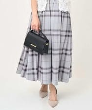 F1HJA28150 MK MICHEL KLEIN(小さいサイズ)(メゾン ドゥ サンク) 【小さいサイズ】リバーシブルチェックスカート/洗濯機で洗える ライトグレー（チェック）×ブラウン（無地）