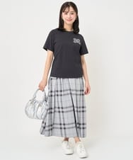 F1HJA28150 MK MICHEL KLEIN(小さいサイズ)(メゾン ドゥ サンク) 【小さいサイズ】リバーシブルチェックスカート/洗濯機で洗える グレー（チェック）×モスグリーン（無地）