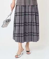 F1HJA28150 MK MICHEL KLEIN(小さいサイズ)(メゾン ドゥ サンク) 【小さいサイズ】リバーシブルチェックスカート/洗濯機で洗える グレー（チェック）×モスグリーン（無地）