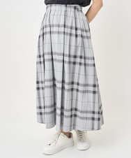 F1HJA28150 MK MICHEL KLEIN(小さいサイズ)(メゾン ドゥ サンク) 【小さいサイズ】リバーシブルチェックスカート/洗濯機で洗える グレー（チェック）×モスグリーン（無地）