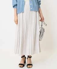 F1HJA71170 MK MICHEL KLEIN(小さいサイズ)(メゾン ドゥ サンク) 【小さいサイズ】楊柳シアーチェックプリーツスカート/洗える/セットアップ対応 ライトグレー