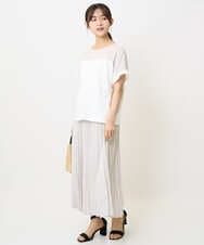 F1HJA71170 MK MICHEL KLEIN(小さいサイズ)(メゾン ドゥ サンク) 【小さいサイズ】楊柳シアーチェックプリーツスカート/洗える/セットアップ対応 ライトグレー