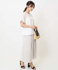 F1HJA71170 MK MICHEL KLEIN(小さいサイズ)(メゾン ドゥ サンク) 【小さいサイズ】楊柳シアーチェックプリーツスカート/洗える/セットアップ対応 ライトグレー