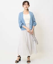 F1HJA71170 MK MICHEL KLEIN(小さいサイズ)(メゾン ドゥ サンク) 【小さいサイズ】楊柳シアーチェックプリーツスカート/洗える/セットアップ対応 ライトグレー