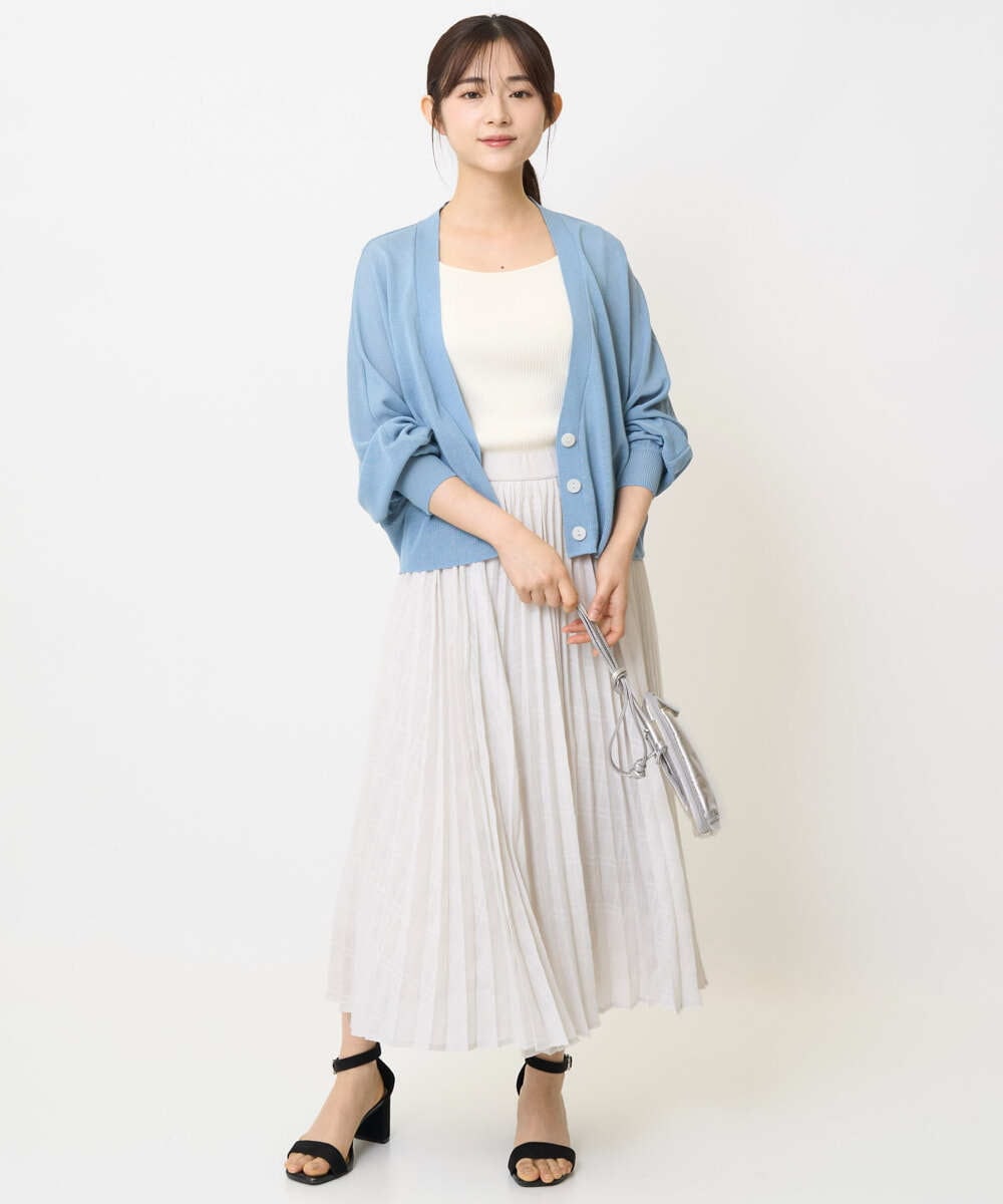 F1HJA71170 MK MICHEL KLEIN(小さいサイズ)(メゾン ドゥ サンク) 【小さいサイズ】楊柳シアーチェックプリーツスカート/洗える/セットアップ対応 ライトグレー