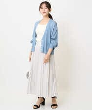 F1HJA71170 MK MICHEL KLEIN(小さいサイズ)(メゾン ドゥ サンク) 【小さいサイズ】楊柳シアーチェックプリーツスカート/洗える/セットアップ対応 ライトグレー