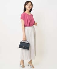 F1HJA71170 MK MICHEL KLEIN(小さいサイズ)(メゾン ドゥ サンク) 【小さいサイズ】楊柳シアーチェックプリーツスカート/洗える/セットアップ対応 ライトグレー