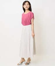 F1HJA71170 MK MICHEL KLEIN(小さいサイズ)(メゾン ドゥ サンク) 【小さいサイズ】楊柳シアーチェックプリーツスカート/洗える/セットアップ対応 ライトグレー