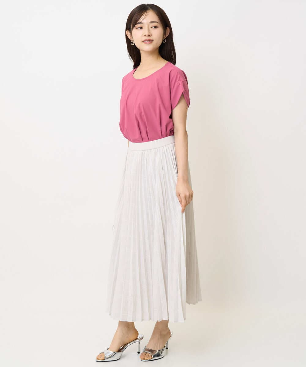 F1HJA71170 MK MICHEL KLEIN(小さいサイズ)(メゾン ドゥ サンク) 【小さいサイズ】楊柳シアーチェックプリーツスカート/洗える/セットアップ対応 ライトグレー