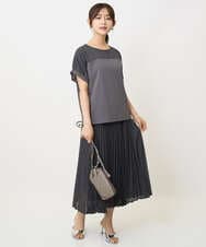 F1HJA71170 MK MICHEL KLEIN(小さいサイズ)(メゾン ドゥ サンク) 【小さいサイズ】楊柳シアーチェックプリーツスカート/洗える/セットアップ対応 ライトグレー