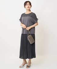 F1HJA71170 MK MICHEL KLEIN(小さいサイズ)(メゾン ドゥ サンク) 【小さいサイズ】楊柳シアーチェックプリーツスカート/洗える/セットアップ対応 ライトグレー