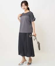 F1HJA71170 MK MICHEL KLEIN(小さいサイズ)(メゾン ドゥ サンク) 【小さいサイズ】楊柳シアーチェックプリーツスカート/洗える/セットアップ対応 ライトグレー