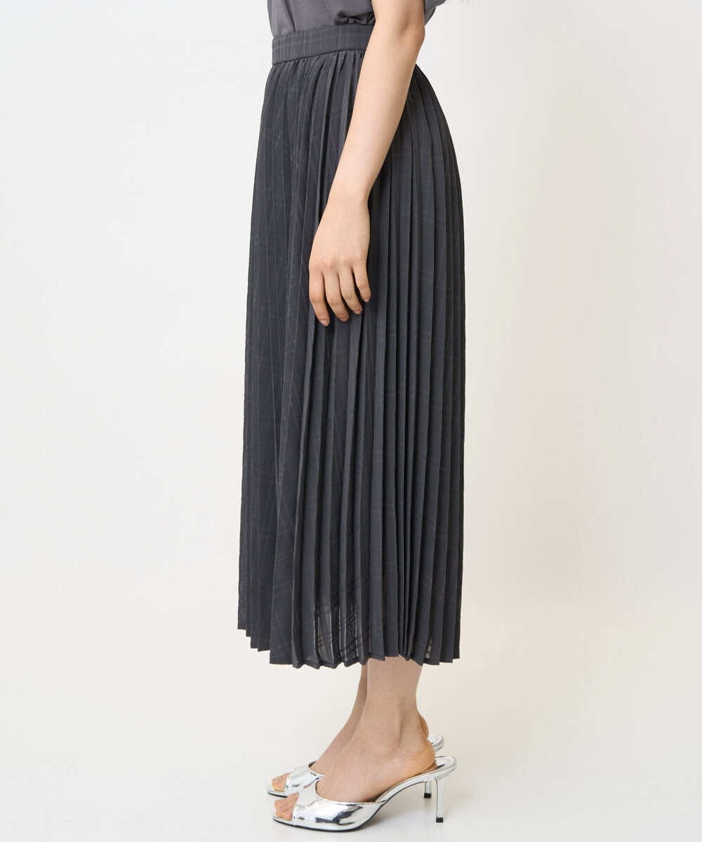 F1HJA71170 MK MICHEL KLEIN(小さいサイズ)(メゾン ドゥ サンク) 【小さいサイズ】楊柳シアーチェックプリーツスカート/洗える/セットアップ対応 ライトグレー