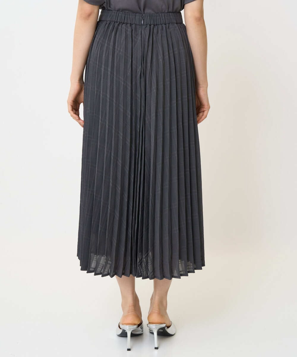 F1HJA71170 MK MICHEL KLEIN(小さいサイズ)(メゾン ドゥ サンク) 【小さいサイズ】楊柳シアーチェックプリーツスカート/洗える/セットアップ対応 ライトグレー