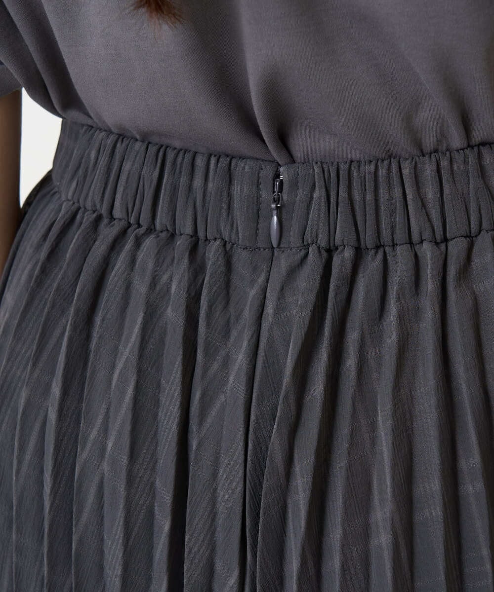 F1HJA71170 MK MICHEL KLEIN(小さいサイズ)(メゾン ドゥ サンク) 【小さいサイズ】楊柳シアーチェックプリーツスカート/洗える/セットアップ対応 ライトグレー