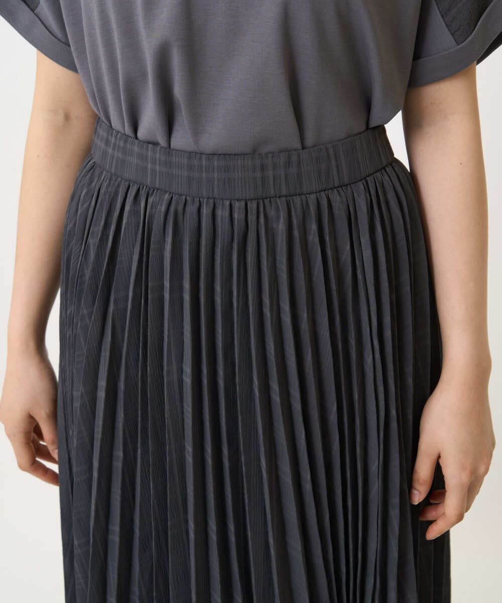 F1HJA71170 MK MICHEL KLEIN(小さいサイズ)(メゾン ドゥ サンク) 【小さいサイズ】楊柳シアーチェックプリーツスカート/洗える/セットアップ対応 ライトグレー