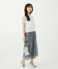 F1HJA88160 MK MICHEL KLEIN(小さいサイズ)(メゾン ドゥ サンク) 【小さいサイズ】デニム調シアープリーツスカート/洗濯機で洗える ネイビー