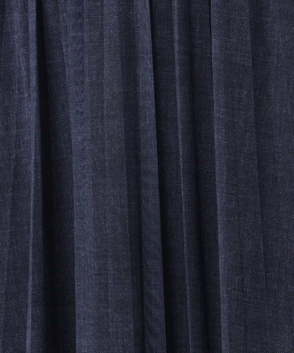 F1HJA88160 MK MICHEL KLEIN(小さいサイズ)(メゾン ドゥ サンク) 【小さいサイズ】デニム調シアープリーツスカート/洗濯機で洗える ネイビー