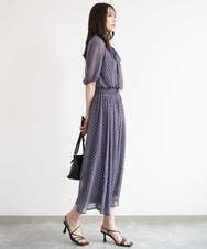 F1HJD28150 MK MICHEL KLEIN(小さいサイズ)(メゾン ドゥ サンク) 【小さいサイズ】[洗える]ジオメットリック柄シフォンスカート グリーン系