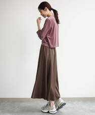 F1HJD30170 MK MICHEL KLEIN(小さいサイズ)(メゾン ドゥ サンク) 【小さいサイズ】[洗える]起毛サテンマーメイドシルエットスカート グレージュ