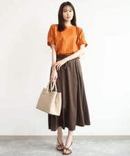 F1HJD30170 MK MICHEL KLEIN(小さいサイズ)(メゾン ドゥ サンク) 【小さいサイズ】[洗える]起毛サテンマーメイドシルエットスカート グレージュ