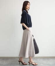 F1HJD30170 MK MICHEL KLEIN(小さいサイズ)(メゾン ドゥ サンク) 【小さいサイズ】[洗える]起毛サテンマーメイドシルエットスカート グレージュ