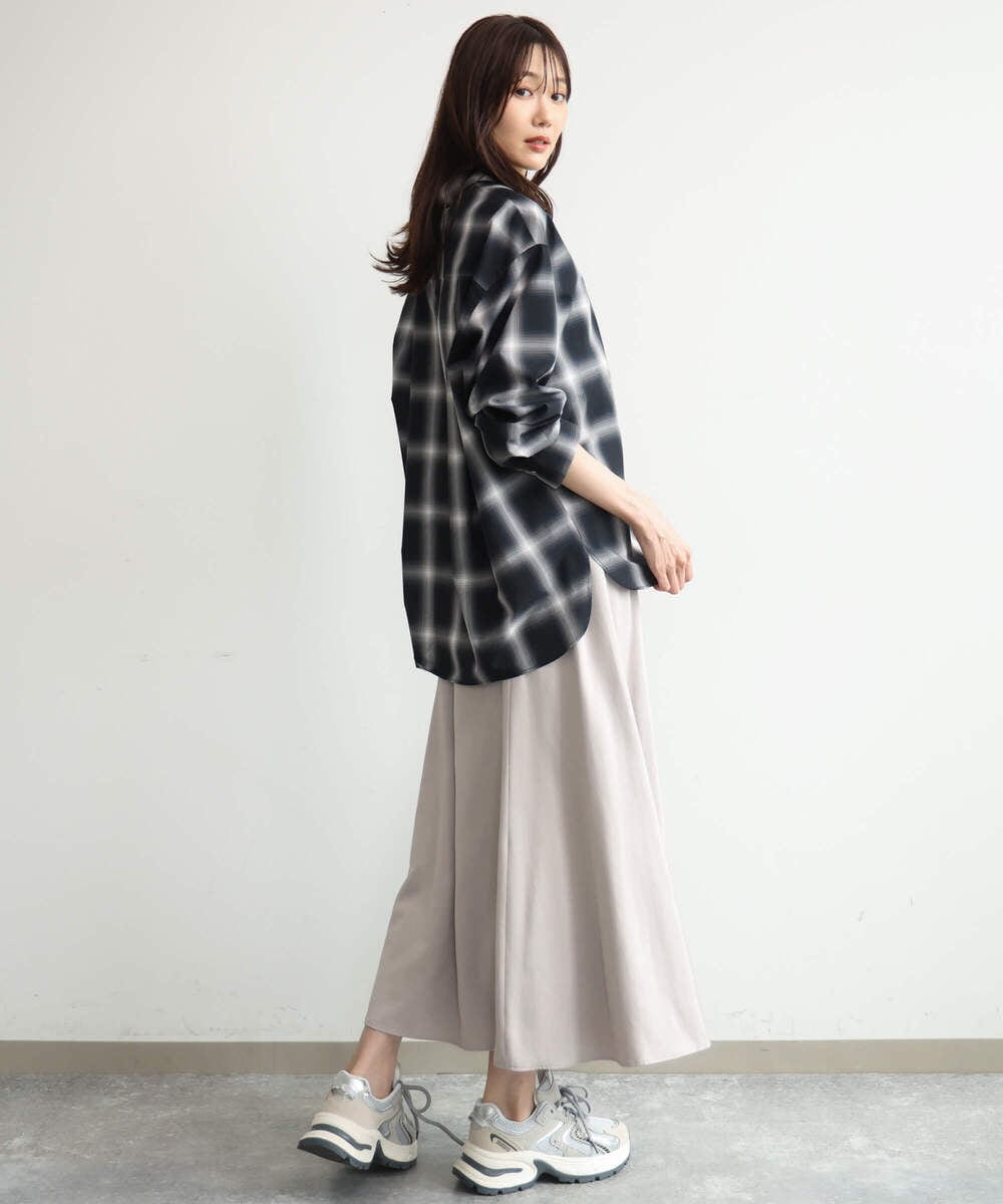 F1HJD30170 MK MICHEL KLEIN(小さいサイズ)(メゾン ドゥ サンク) 【小さいサイズ】[洗える]起毛サテンマーメイドシルエットスカート グレージュ