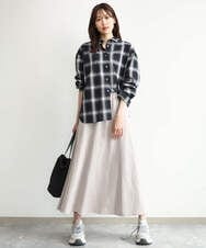 F1HJD30170 MK MICHEL KLEIN(小さいサイズ)(メゾン ドゥ サンク) 【小さいサイズ】[洗える]起毛サテンマーメイドシルエットスカート グレージュ