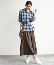 F1HJD30170 MK MICHEL KLEIN(小さいサイズ)(メゾン ドゥ サンク) 【小さいサイズ】[洗える]起毛サテンマーメイドシルエットスカート グレージュ