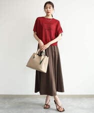 F1HJD30170 MK MICHEL KLEIN(小さいサイズ)(メゾン ドゥ サンク) 【小さいサイズ】[洗える]起毛サテンマーメイドシルエットスカート グレージュ