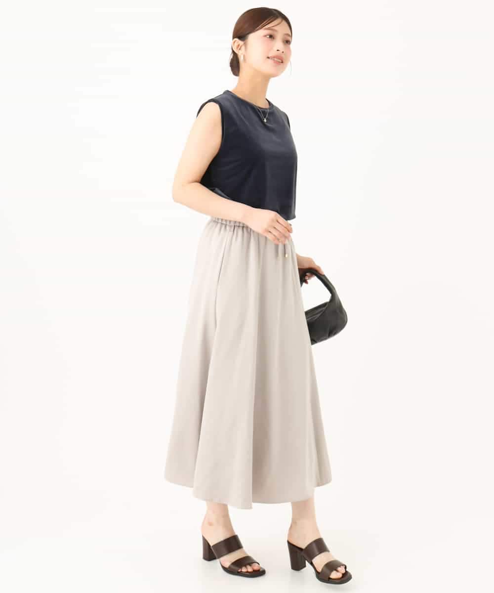 F1HJD30170 MK MICHEL KLEIN(小さいサイズ)(メゾン ドゥ サンク) 【小さいサイズ】[洗える]起毛サテンマーメイドシルエットスカート グレージュ