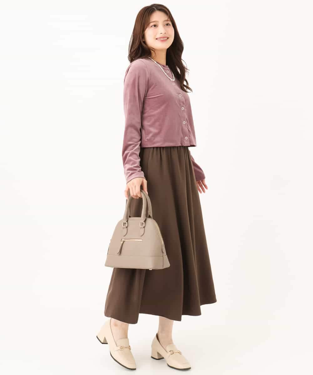 F1HJD30170 MK MICHEL KLEIN(小さいサイズ)(メゾン ドゥ サンク) 【小さいサイズ】[洗える]起毛サテンマーメイドシルエットスカート グレージュ