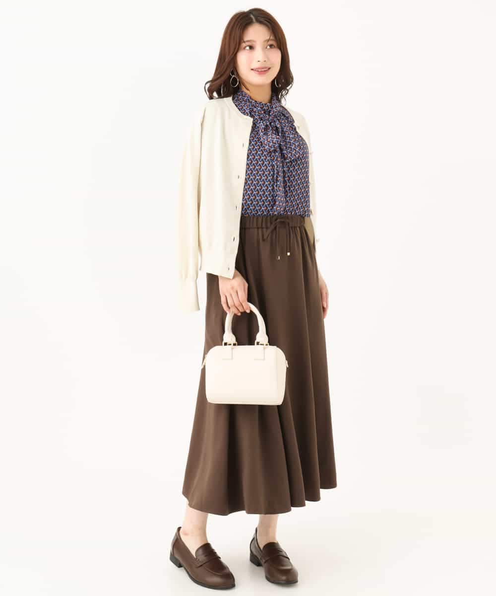 F1HJD30170 MK MICHEL KLEIN(小さいサイズ)(メゾン ドゥ サンク) 【小さいサイズ】[洗える]起毛サテンマーメイドシルエットスカート グレージュ