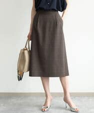 F1HJD31160 MK MICHEL KLEIN(小さいサイズ)(メゾン ドゥ サンク) 【小さいサイズ】[洗える]グレンチェック柄タイトスカート ブラウン