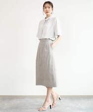F1HJD31160 MK MICHEL KLEIN(小さいサイズ)(メゾン ドゥ サンク) 【小さいサイズ】[洗える]グレンチェック柄タイトスカート ブラウン