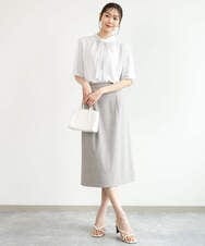 F1HJD31160 MK MICHEL KLEIN(小さいサイズ)(メゾン ドゥ サンク) 【小さいサイズ】[洗える]グレンチェック柄タイトスカート ブラウン