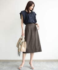 F1HJD31160 MK MICHEL KLEIN(小さいサイズ)(メゾン ドゥ サンク) 【小さいサイズ】[洗える]グレンチェック柄タイトスカート ブラウン